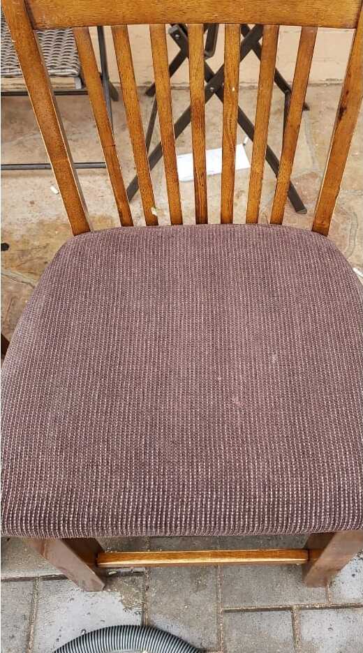 Wood dining chair fabric cushion clean and stain-free