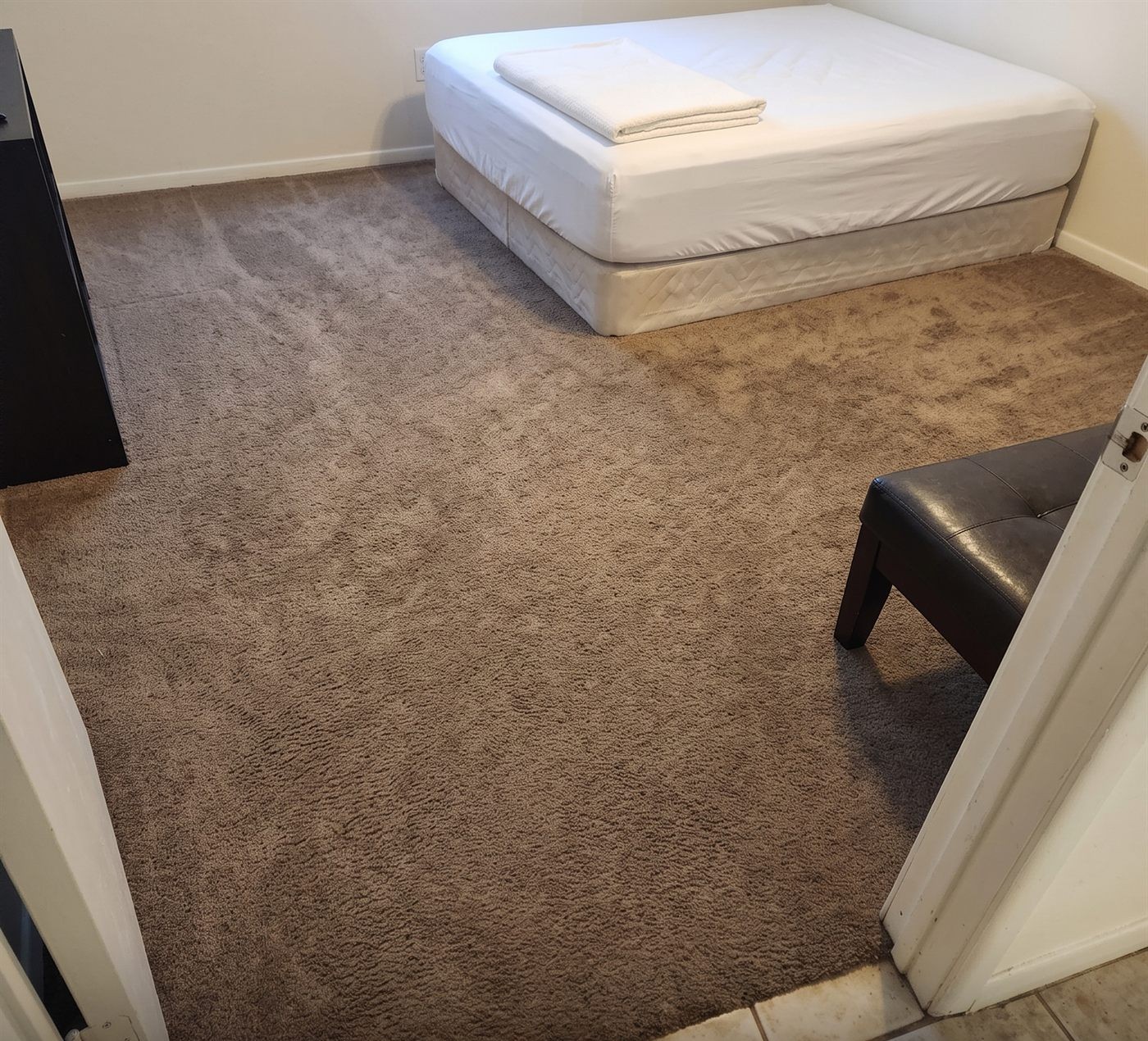 Bedroom carpet completely cleaned and restored